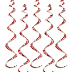 Party Central Club Pack Of 30 Red And White Printed Heart Whirly Valentines Day Hanging Decorations 24"