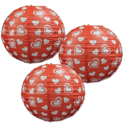 Party Central Club Pack Of 18 Red And White Heart Paper Lantern Valentines Day Decorations