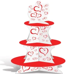 Party Central Club Pack Of 12 Red And White Valentine's Hearts Cupcake Stand Centerpieces 16"