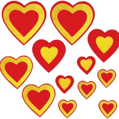 Beistle Club Pack Of 144 Red And Yellow Glittered Heart Cutouts 12"
