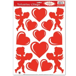 Beistle Club Pack Of 156 Red Heart And Cupid Valentine Window Cling Decorations 17"