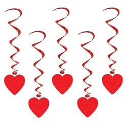 Party Central Club Pack Of 30 Red Heart Whirl Valentines Day Hanging Decorations 35"