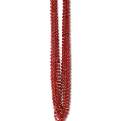 Beistle Club Pack Of 720 Red Metallic Valentine's Day Small Round Beaded Necklace Party Favors 33''