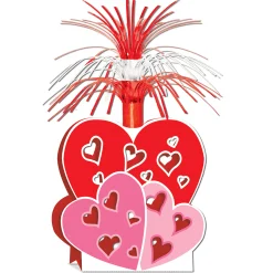 Beistle Club Pack Of 12 Red, Pink And White Metallic Valentine Centerpiece Table Decorations 15"