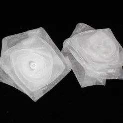 The Ribbon People Club Pack Of 48 Sheer White Rose Craft Ribbon Flowers 2"