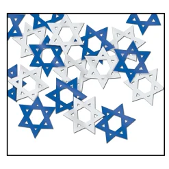 Beistle Club Pack Of 12 Silver And Blue Star Of David Hanukkah Celebration Confetti Bags 0.5 Oz.
