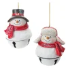 Melrose Snowmen>Club Pack Of 12 Snowman Sleigh Bell Christmas Ornaments 4"