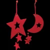 The Ribbon People Stars>Club Pack Of 18 Solid Red Color Large Moon & Star Felt Ornaments