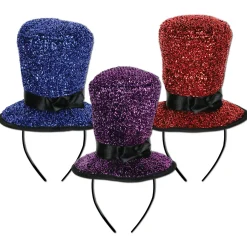 Beistle Club Pack Of 12 Sparkling Top Hat Decorative Headbands