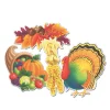 Beistle Club Pack Of 24 Vibrantly Colored Cornucopia And Turkey Thanksgiving Cutouts 15.25"
