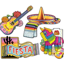 Beistle Club Pack Of 48 Vibrantly Colored Mexican Fiesta Cutout Decors 19.25"