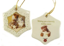 CC Christmas Decor Angels & Cherubs>Club Pack Of 192 White And Brown Boyds Holiday Bears Christmas Ornaments 3"