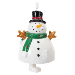 Melrose Snowmen>Club Pack Of 12 White And Black Ceramic Snowman Bell Christmas Ornaments 8.5"