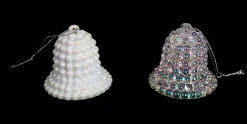 CC Christmas Decor Bells & Jingle Buddies>Club Pack Of 432 White And Clear Iridescent Pearl Christmas Bell Ornaments 1.5"