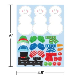 Party Supplies*Party Central Club Pack Of 48 White And Green Build A Snowman Stickers 4.5"