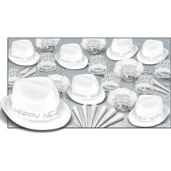 Beistle Club Pack Of 50 White New Year Party Themed Hats With Feathered And Fringed Tiaras 33"