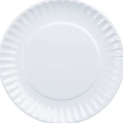 CC Home Furnishings Club Pack Of 12 White Solid Pattern Decorative Round Picnic Plate 9"