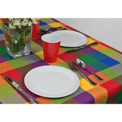 CC Home Furnishings Club Pack Of 12 White Solid Pattern Decorative Round Picnic Plate 9