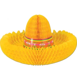 Beistle Club Pack Of 12 Yellow And Orange Sombrero Honeycomb Fiesta Centerpieces 12"
