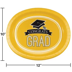 Party Central Club Pack Of 96 Yellow And Black School Spirit Oval Platters Disposable Plates 12"