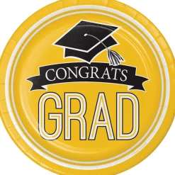 Party Central Club Pack Of 180 Yellow And Black School Spirit Disposable Dinner Plates 8.8"