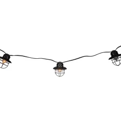 Northlight 10-Count Black Caged Fisherman Lantern Patio String Light Set, 9' White Wire