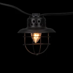 Northlight 10-Count Black Caged Fisherman Lantern Patio String Light Set, 9' White Wire