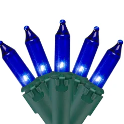 Northlight 50-Count Blue Mini Christmas Light Set, 10Ft Green Wire