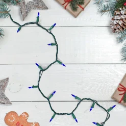 Northlight 50-Count Blue Mini Christmas Light Set, 10Ft Green Wire