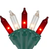 Northlight 35-Count Clear And Red Mini Christmas Light Set, 7Ft Green Wire