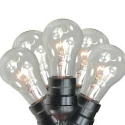 Sienna 15-Count Clear Commercial Grade Adjustable Drop Length E17 A Shape Patio Lights, 21Ft Black Wire