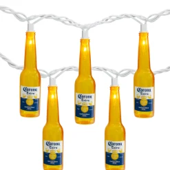 Northlight 10-Count Clear Corona Extra Beer Bottle Patio Light Set, 9Ft White Wire