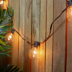 Northlight 20-Count Clear G50 Globe Patio Lights, 19Ft Black Wire