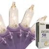 Brite Star 50-Count Clear Incandescent Mini Christmas Light Set, 19Ft Purple Wire
