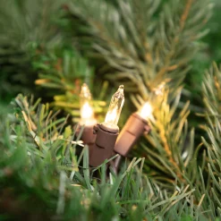 Northlight 50-Count Clear Mini Christmas Light Set, 10Ft Brown Wire