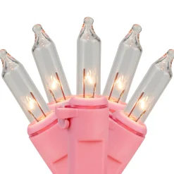 Northlight 100-Count Clear Mini Christmas Light Set, 20Ft Pink Wire