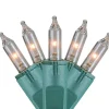 GKI/Bethlehem Lighting 100-Count Clear Perm-O-Snap Mini Christmas Light Set, 49.3Ft Green Wire