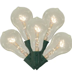 Vickerman 10-Count Clear Transparent Ps50 Edison Style Patio Lights, 9Ft Green Wire