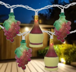 Northlight 10-Count Grape And Wine Bottle Novelty String Christmas Light Set, 7.5Ft White Wire