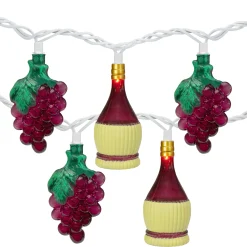 Northlight 10-Count Grape And Wine Bottle Novelty String Christmas Light Set, 7.5Ft White Wire