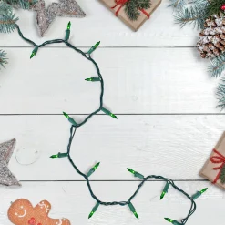 Northlight 50-Count Green Mini Christmas Light Set, 10Ft Green Wire