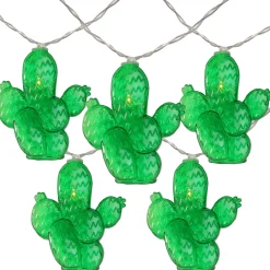 Northlight 10-Count Green Prickly Pear Cactus Led String Lights - 4.5Ft Clear Wire