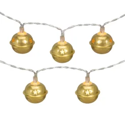 Northlight 10-Count Led Gold Christmas Bells Fairy Lights, 5.5Ft, Copper Wire