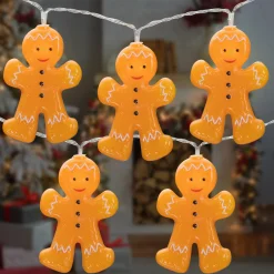 Northlight 10-Count Led Orange Gingerbread Men Christmas Fairy Lights, 4Ft, Copper Wire