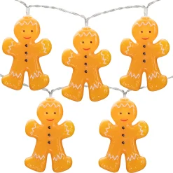 Northlight 10-Count Led Orange Gingerbread Men Christmas Fairy Lights, 4Ft, Copper Wire