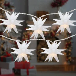 Northlight 10-Count Led White Star Christmas Fairy Lights, 5.25Ft, Copper Wire