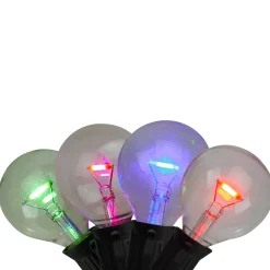 Kurt Adler 10-Count Multi Colored G40 Globe Patio Lights, 7 Ft Black Wire