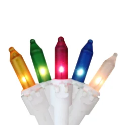 Vickerman 50-Count Multi-Color Frosted Mini Christmas Light Set, 16Ft White Wire