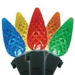 CC Christmas Decor 35-Count Multi-Color Led Faceted Christmas Light Set,12Ft Green Wire