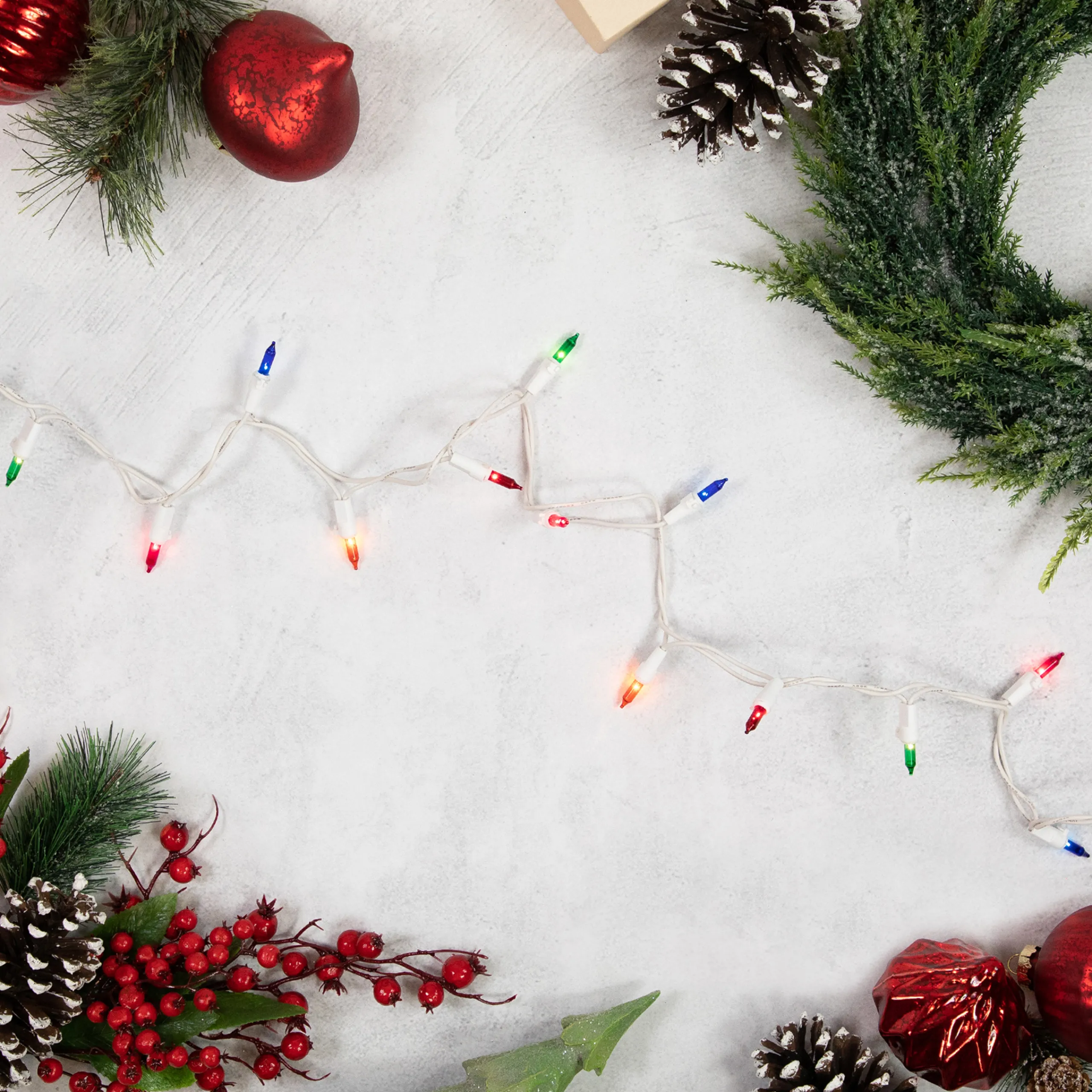 Northlight 50-Count Multi-Color Mini Christmas Light Set, 10Ft White Wire